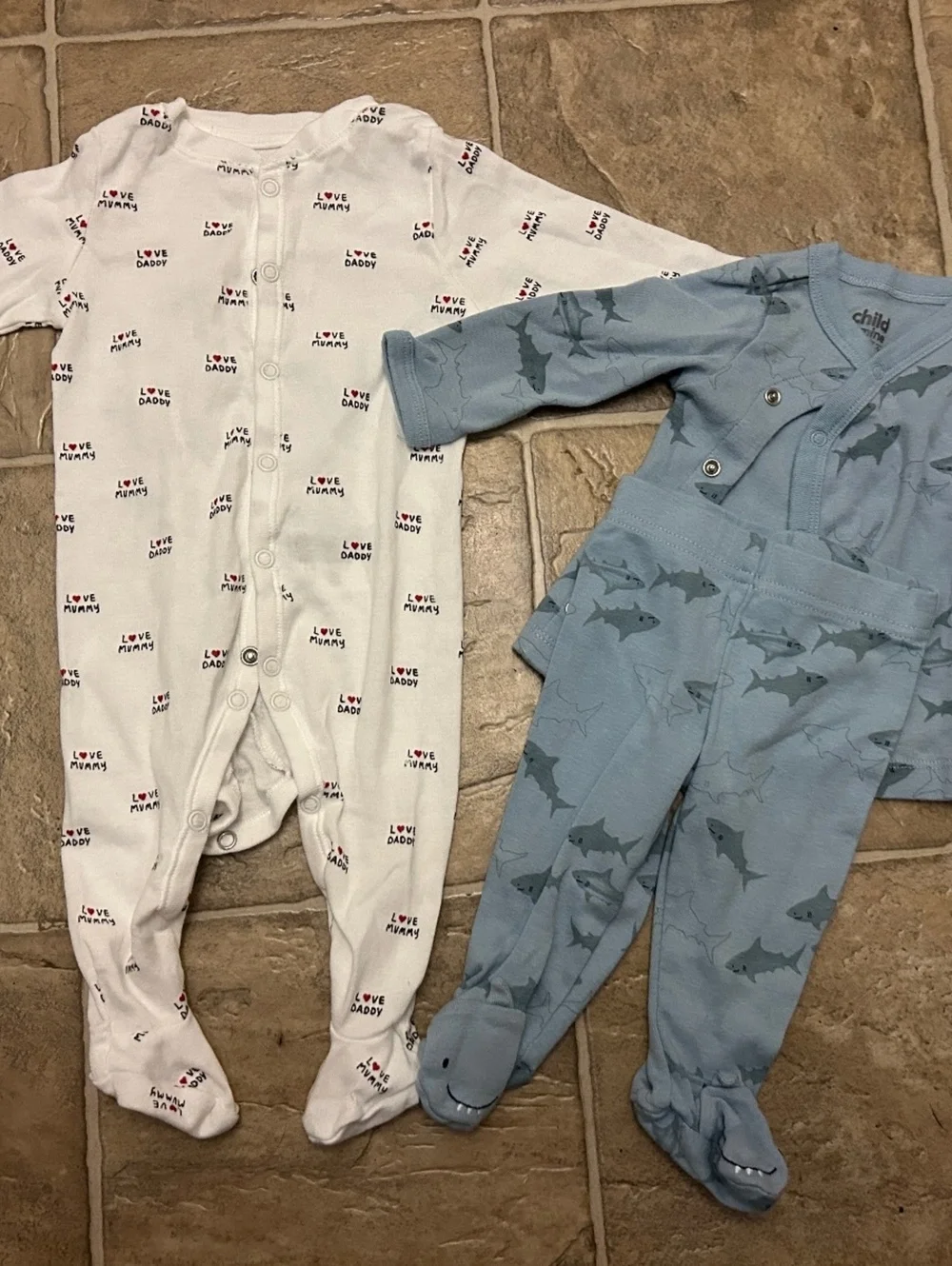 Baby Boy 0-3M Clothes Bundle Overalls Tractor Bear Shark Pajamas Daddy 8 Piece